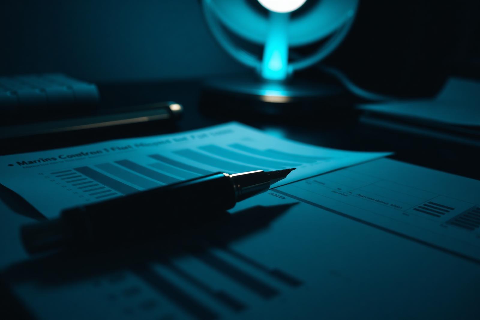 Margin waterfall analysis printed on a desk